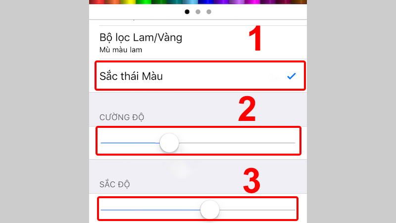 Chọn Sắc thài Màu và điều chỉnh