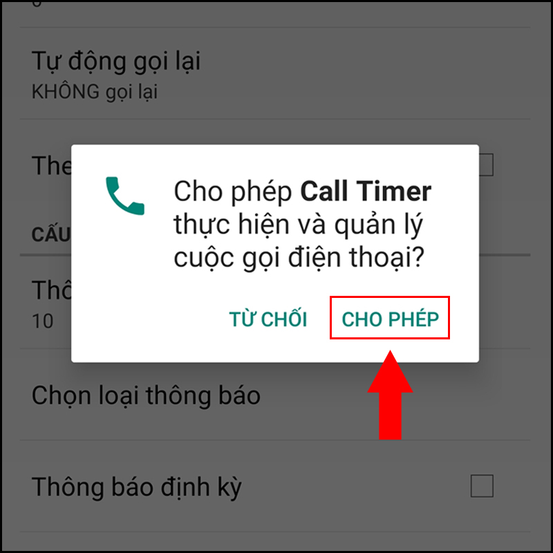 Cài đặt thời gian cuộc gọi