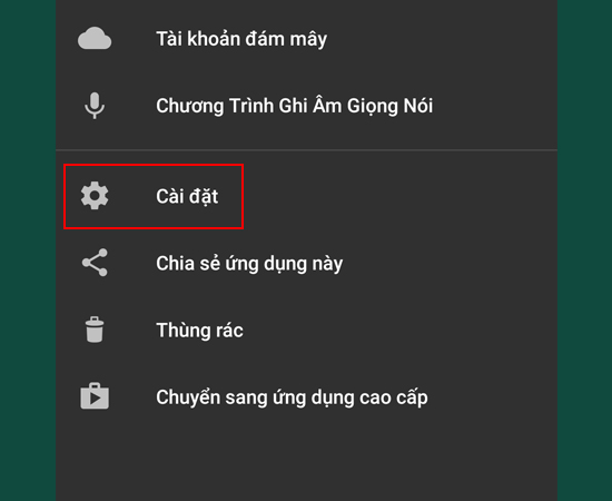 Bước 4: Tiếp theo, bạn chọn Cài đặt.