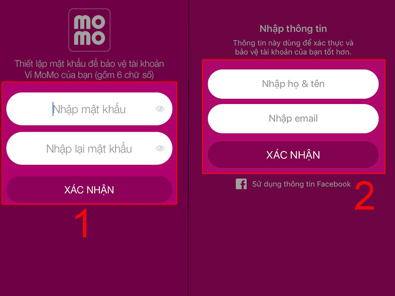 Tạo mật khẩu và nhập thông tin người sử dụng