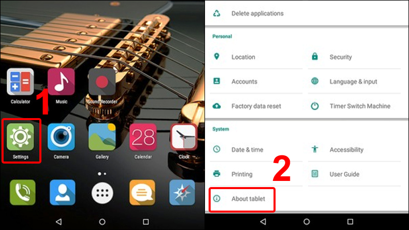 Vào Settings và chọn About tablet