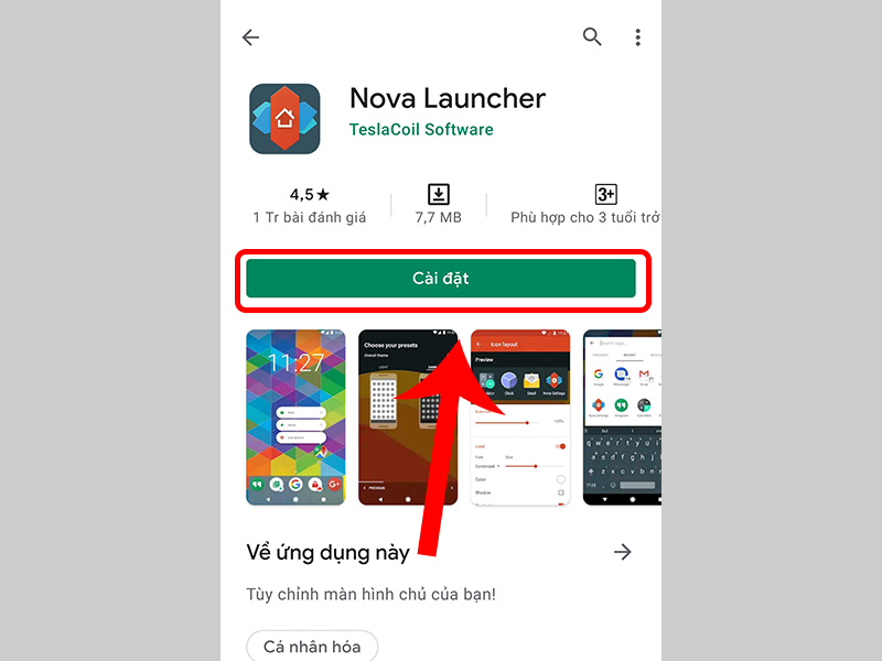 Tải ứng ụng Nova Launcher.