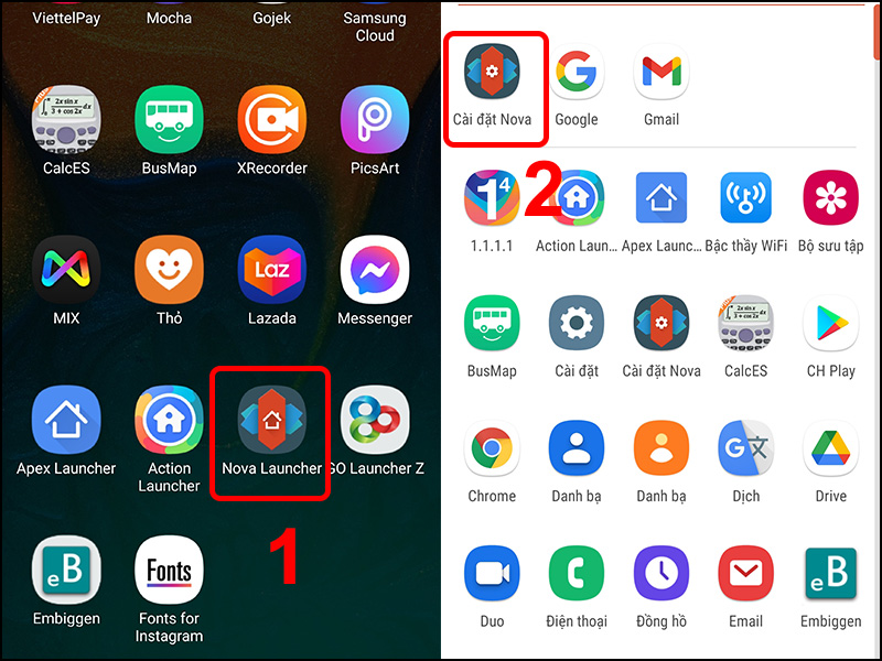 Mở ứng dụng Nova Launcher và chọn Cài đặt Nova.