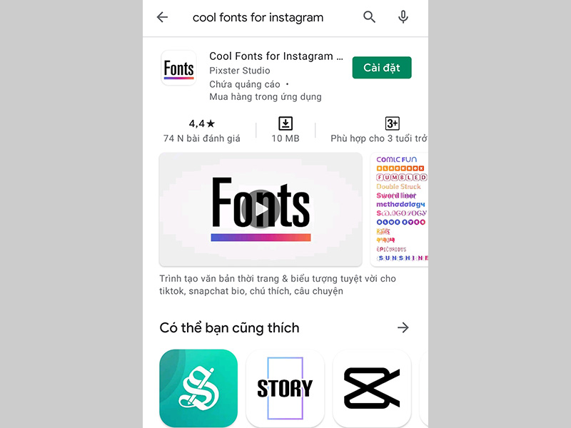 Tải ứng dụng Cool Fonts for Instagram