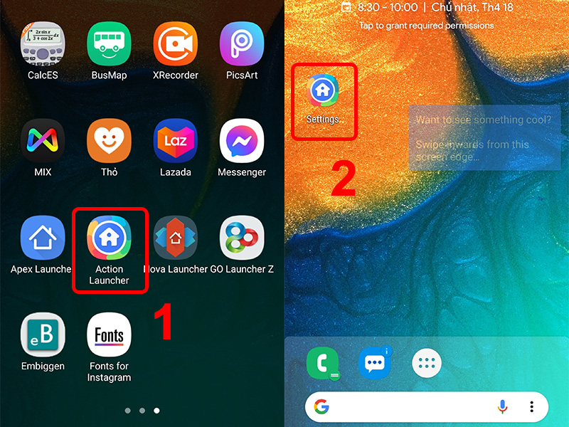 Mở ứng dụng Action Launcher và chọn Setiings.