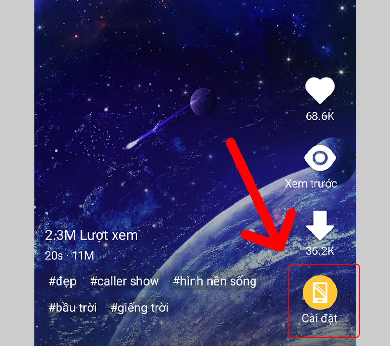 Nút cài đặt hình nền