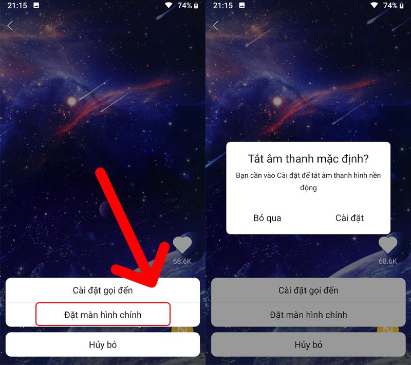 Cài đặt video cho màn hình chính và tắt âm video