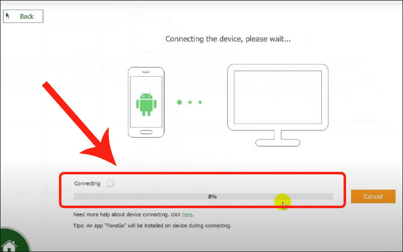 Khởi động phần mềm và kết nối điện thoại Android với máy tính