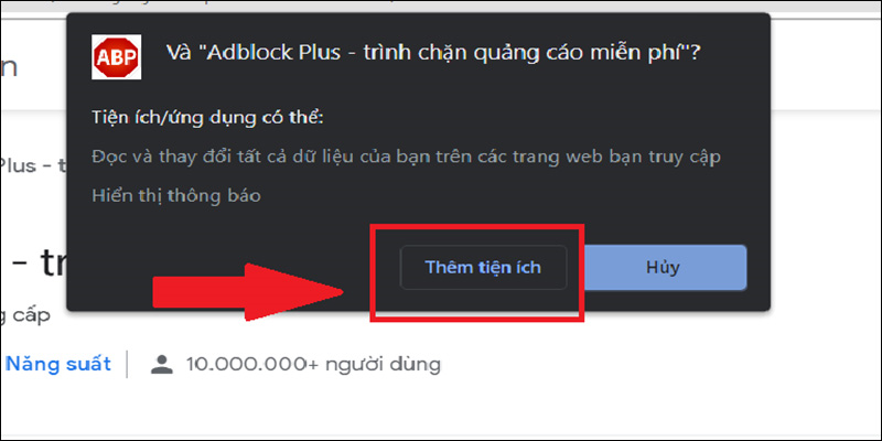 Thêm tiện ích Adblock Plus