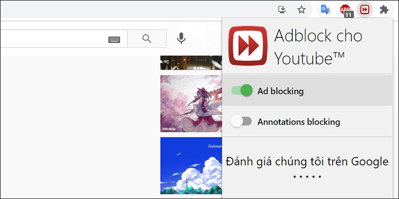 Adblock for Youtube tự động chặn quảng cáo khi được thêm tiện ích