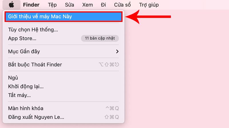 Truy cập vào mục Giới thiệu về máy Mac này