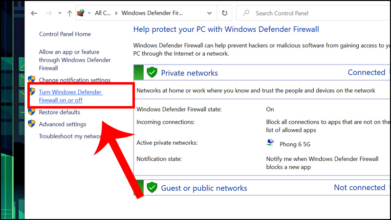 Hướng dẫn cách tắt tường lửa trên máy tính Windows 10