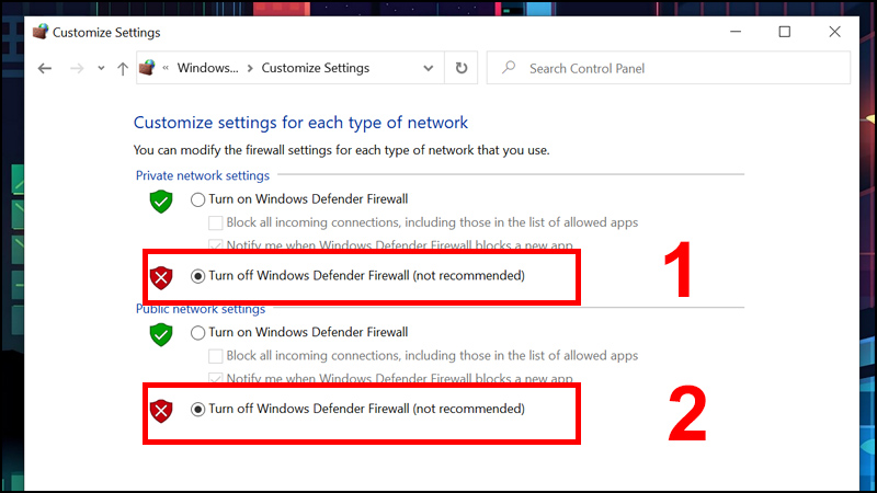 Hướng dẫn cách tắt tường lửa trên máy tính Windows 10