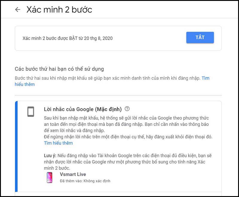 Cách bật tính năng xác minh mật khẩu 2 bước trong Gmail không bị hack