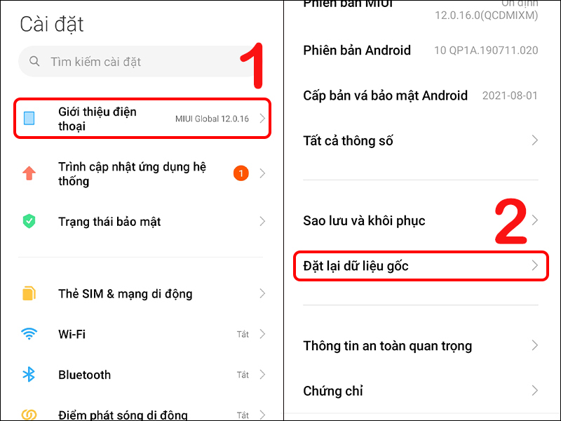 Cách khôi phục cài đặt gốc điện thoại Xiaomi