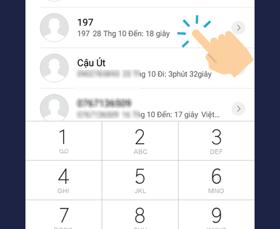 chọn số điện thoại cần chặn.