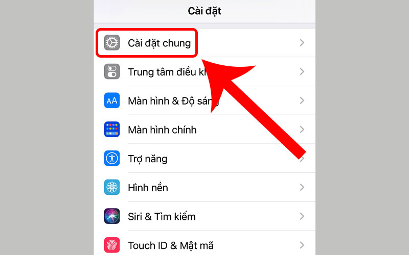 Chọn Cài đặt chung