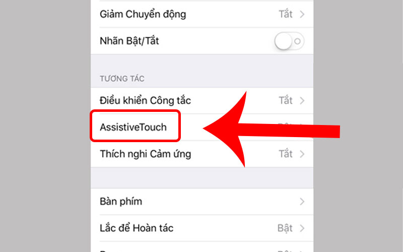 Bật Assistive Touch để thêm nút Home ảo