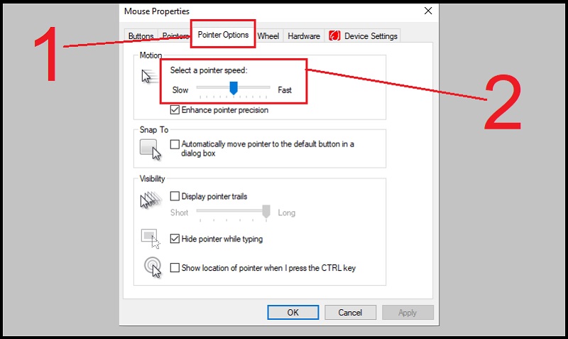 Cách chỉnh tốc độ chuột thông qua Setting