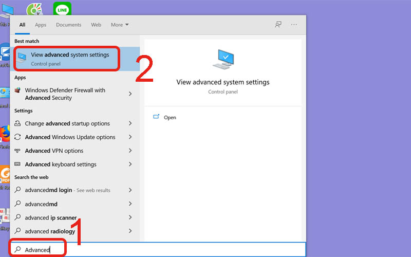 Chọn View advanced system settings