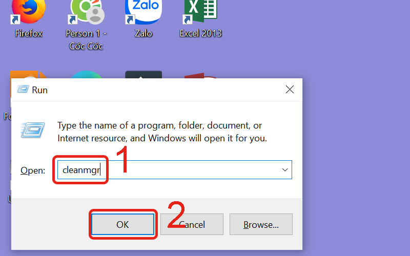 Nhập lệnh cleanmgr