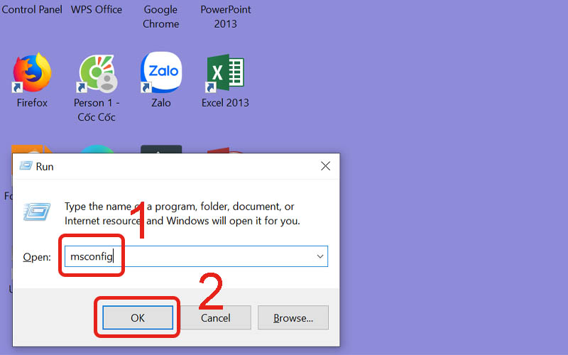 Nhập lệnh “msconfig”