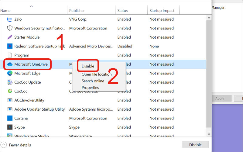 Tắt ứng dụng khởi chạy cùng windows