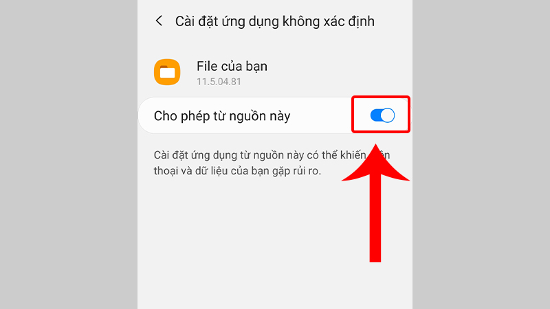 Bật Cho phép từ nguồn này
