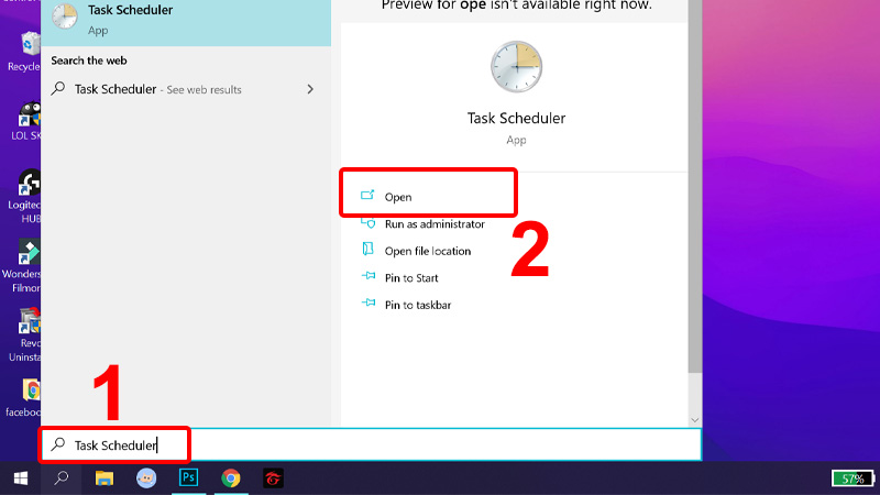 Mở Task Scheduler 