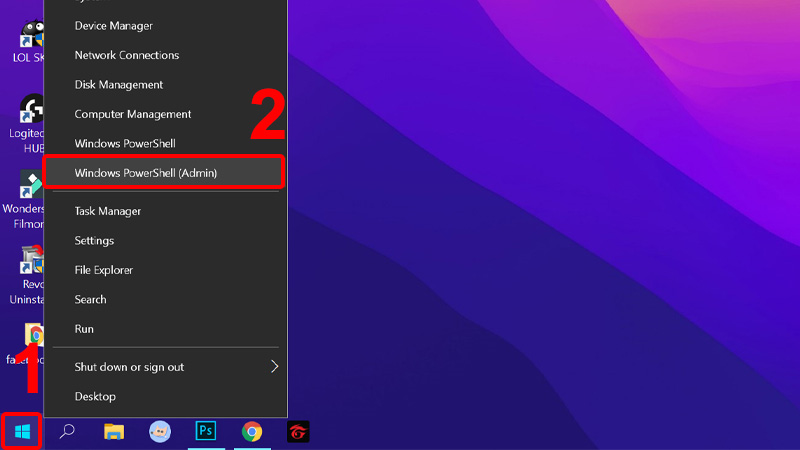 Mở Windows PowerShell (Admin)