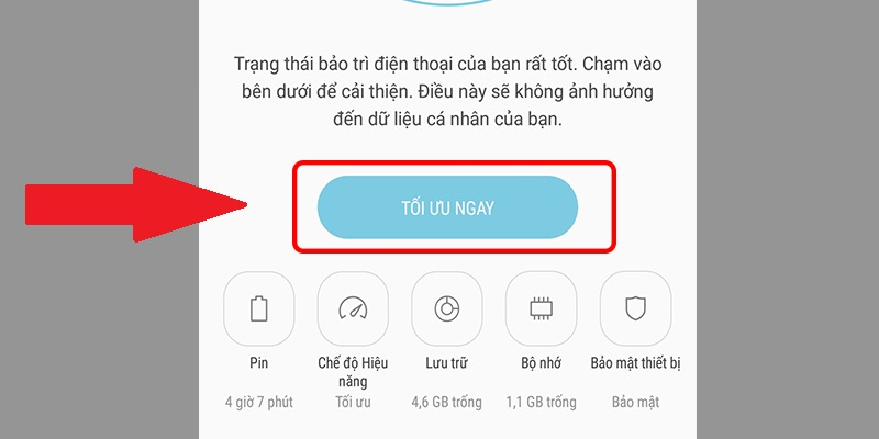 Chọn Tối ưu ngay để tắt ứng dụng chạy ngầm