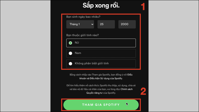 Nhấn Tham gia Spotify
