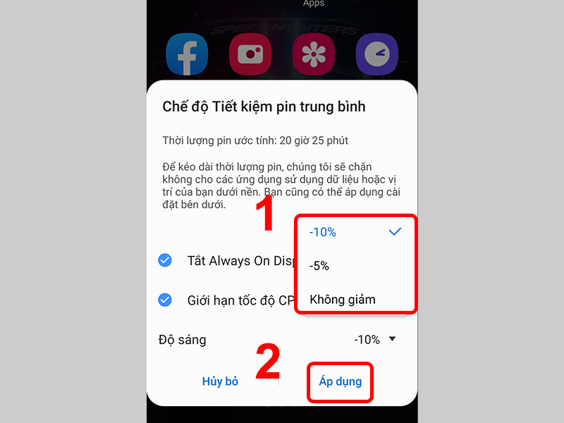 Tùy chỉnh các thông số và nhấn Áp dụng
