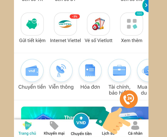 Bước 3: Trong giao diện ViettelPay chọn Cá nhân.
