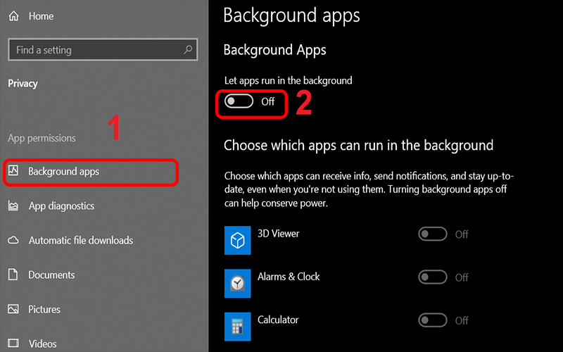 Tắt Các Ứng Dụng Chạy Ngầm Trên Windows 10