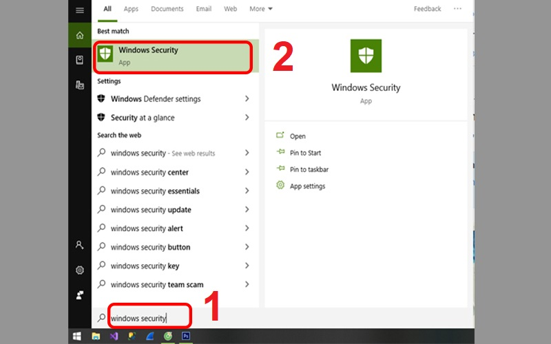 Mở Windows Security