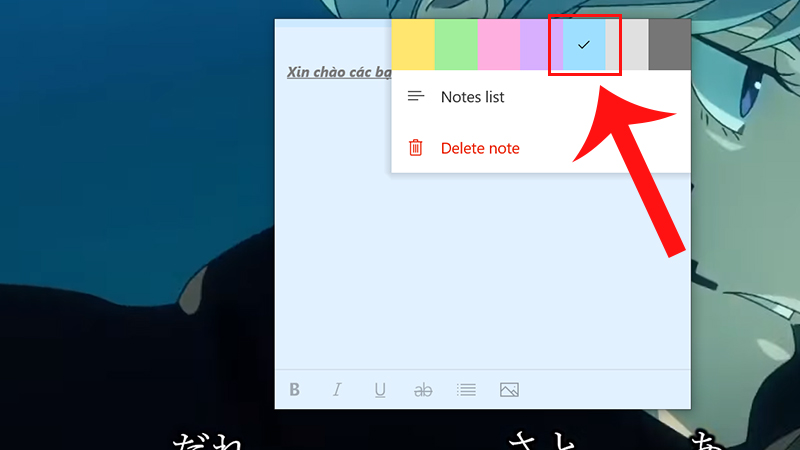 Chọn màu cho ghi chú