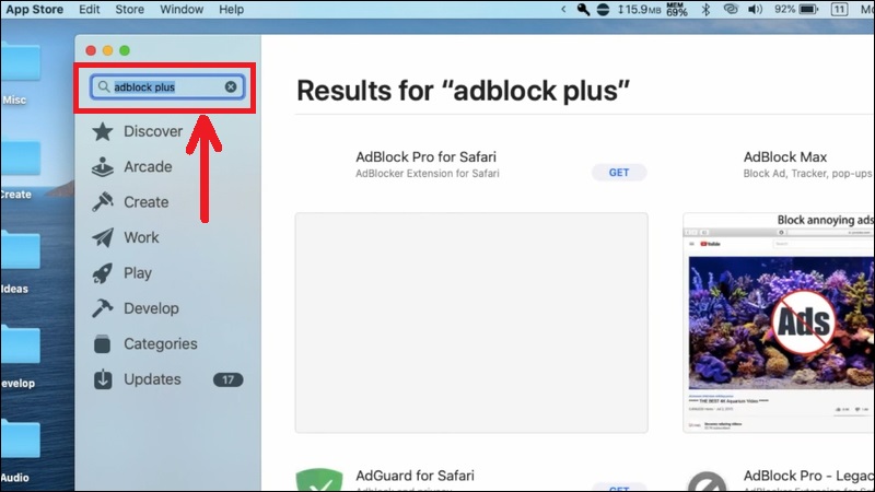 Tìm Adblock Plus trên App Store của Macbook