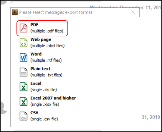 Chọn định dạng file sao lưu