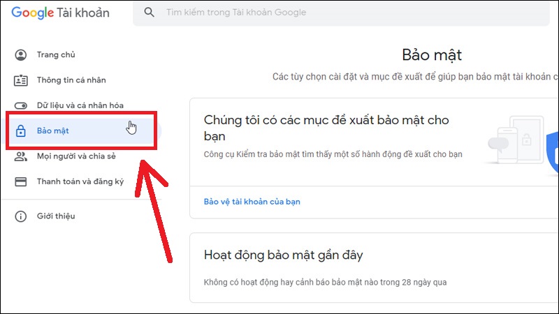 Chọn Bảo mật