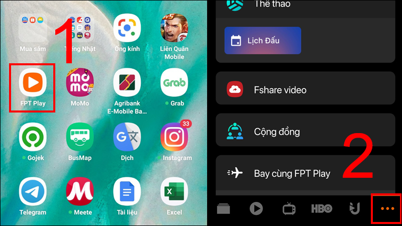 Chọn biểu tượng 3 dấu chấm