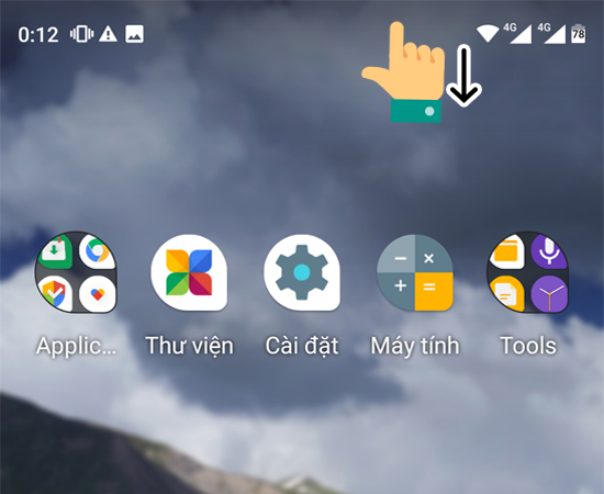 Bước 1: Vuốt 2 lần từ thanh trạng thái xuống.