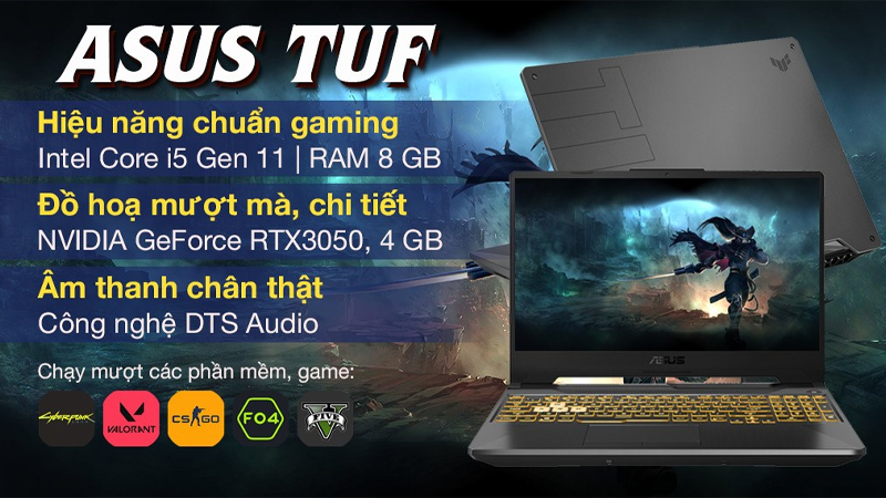 Thiết kế gaming hiện đại, đậm cá tính riêng của ASUS TUF Gaming FX506HCB i5 11400H