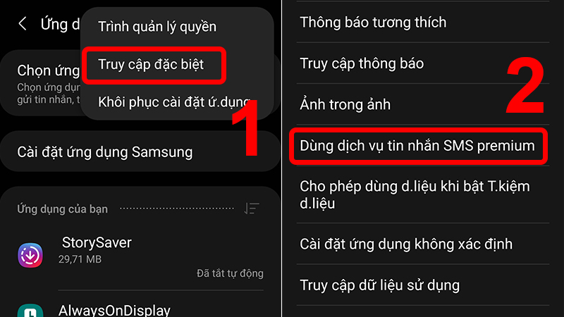 Bật tính năng SMS Premium