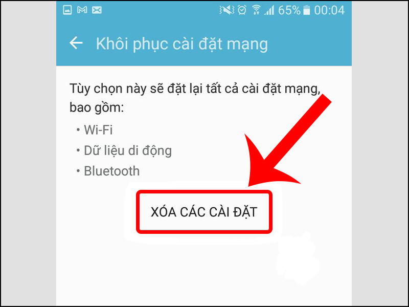 Khôi phục cài đặt mạng cho điện thoại