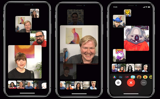 Group Facetime hỗ trợ cuộc gọi nhóm lên đến 32 người cũng như sử dụng các Animoji và Memoji trong khi gọi.