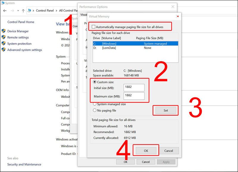 Thiết lập ram ảo trên máy tính
