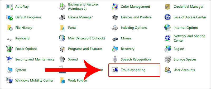 Chọn Troubleshooting