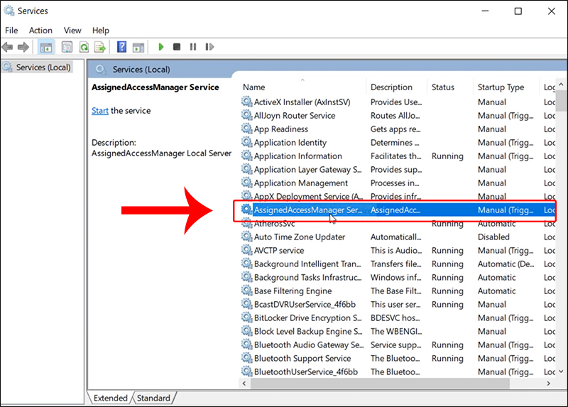 Chọn AssignedAccessManager Service
