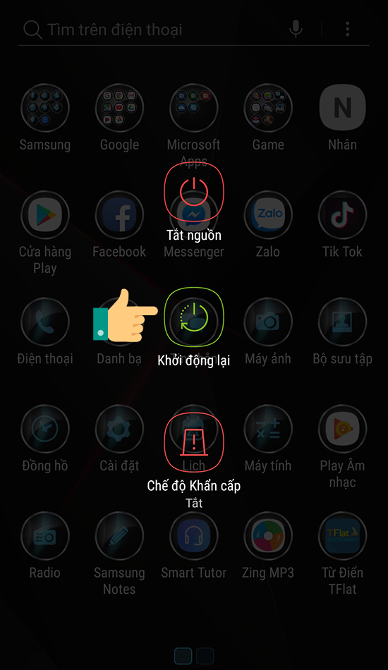 Khởi động lại điện thoại.